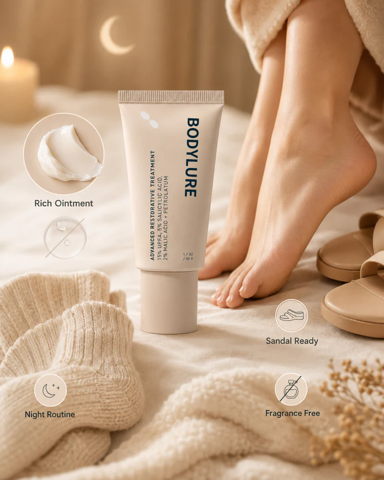 Bodylure™ Foot Rescue Ointment Dry, Rough, Cracked Feet? Give Them the Overnight Rescue They Need.