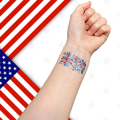 🦅4th of July Glitter Stick✨Red, White & Blue Body & Hair Sparkle.